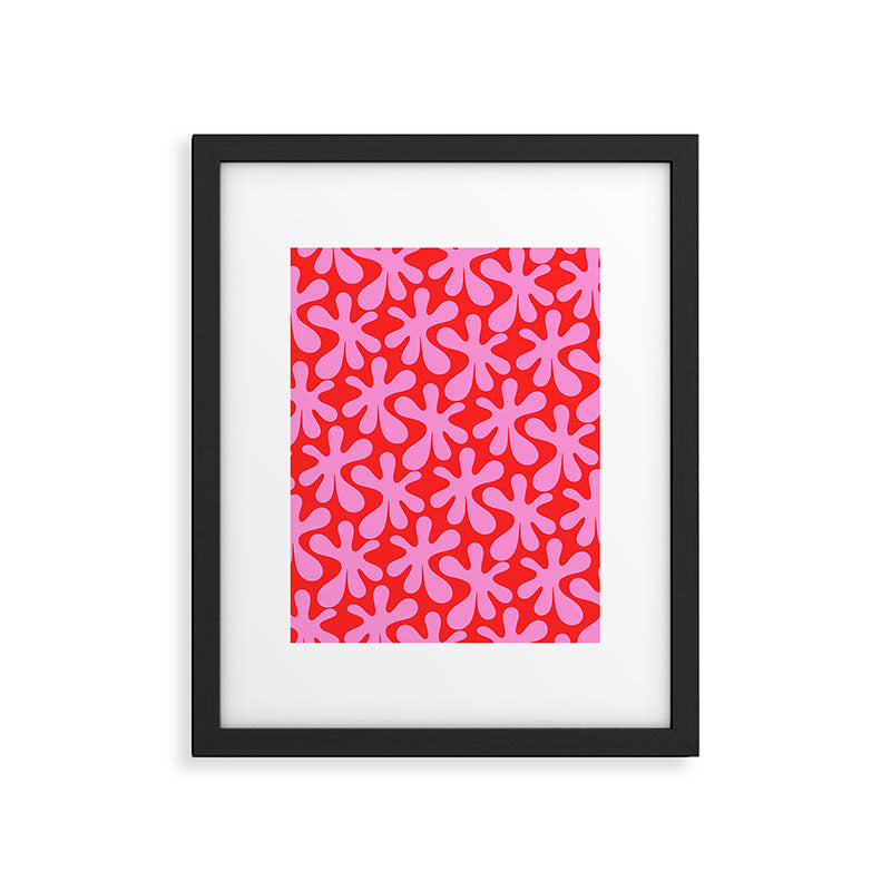 Preppy Pink and Red Amoeba Dance Bold Pop Fun Contemporary Pattern Framed Art Print Gallery Image 5