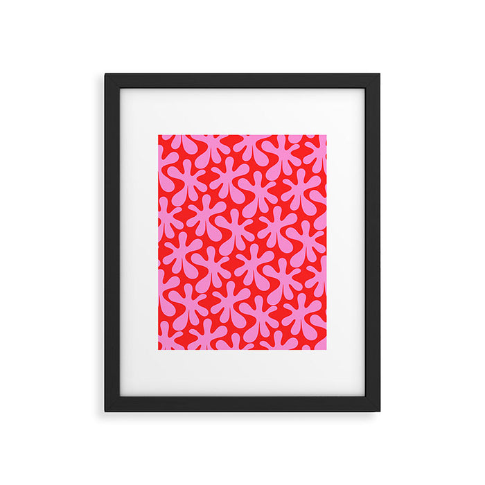 Preppy Pink and Red Amoeba Dance Bold Pop Fun Contemporary Pattern Framed Art Print Gallery Image 1