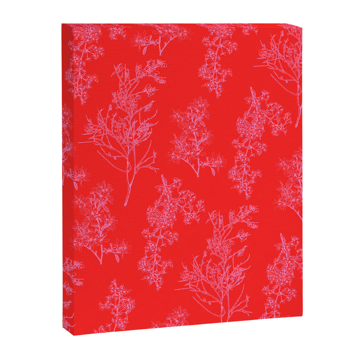 Preppy Pink and Red Bold Botanical Cottage Floral Pattern Canvas Print Gallery Image 1