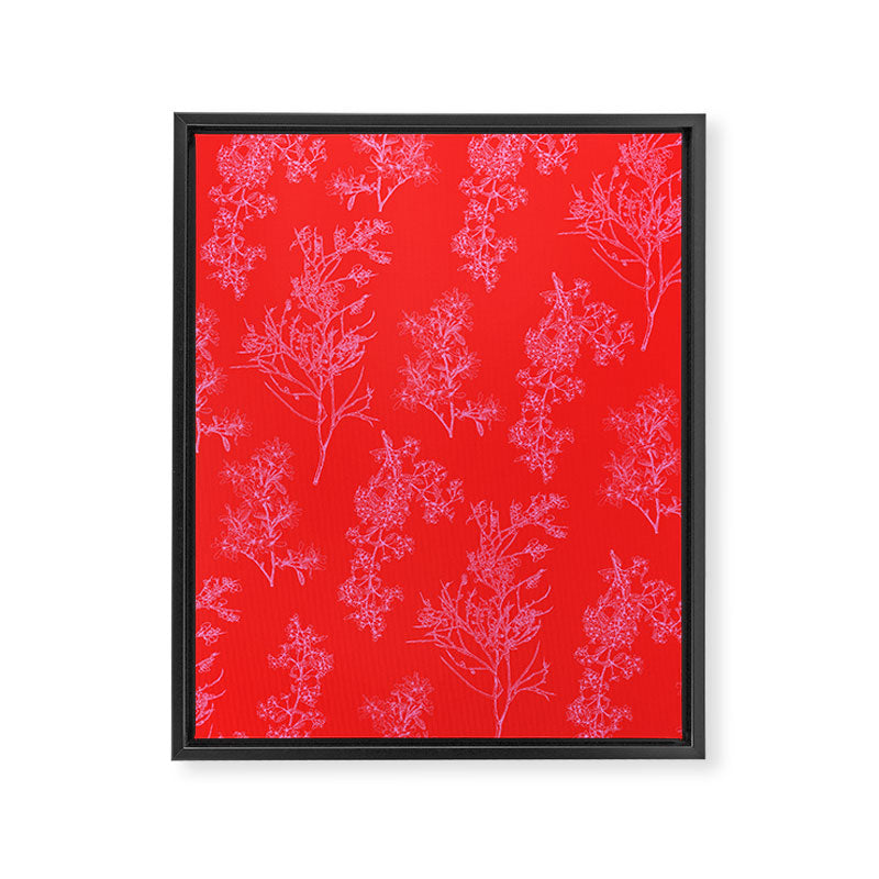 Preppy Pink and Red Bold Botanical Cottage Floral Pattern Framed Canvas Print Gallery Image 8