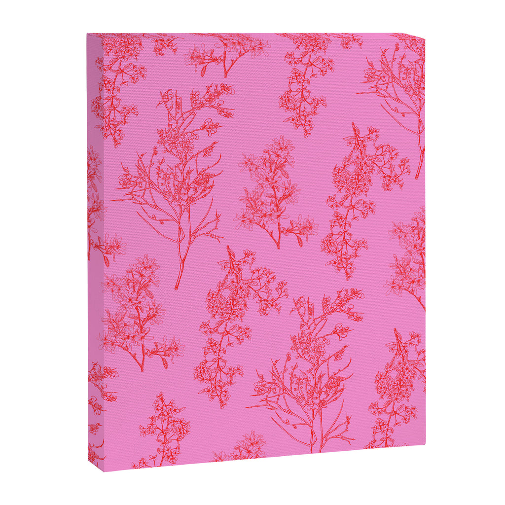 Preppy Pink and Red Botanical Cottage Floral Pattern Canvas Print Gallery Image 8