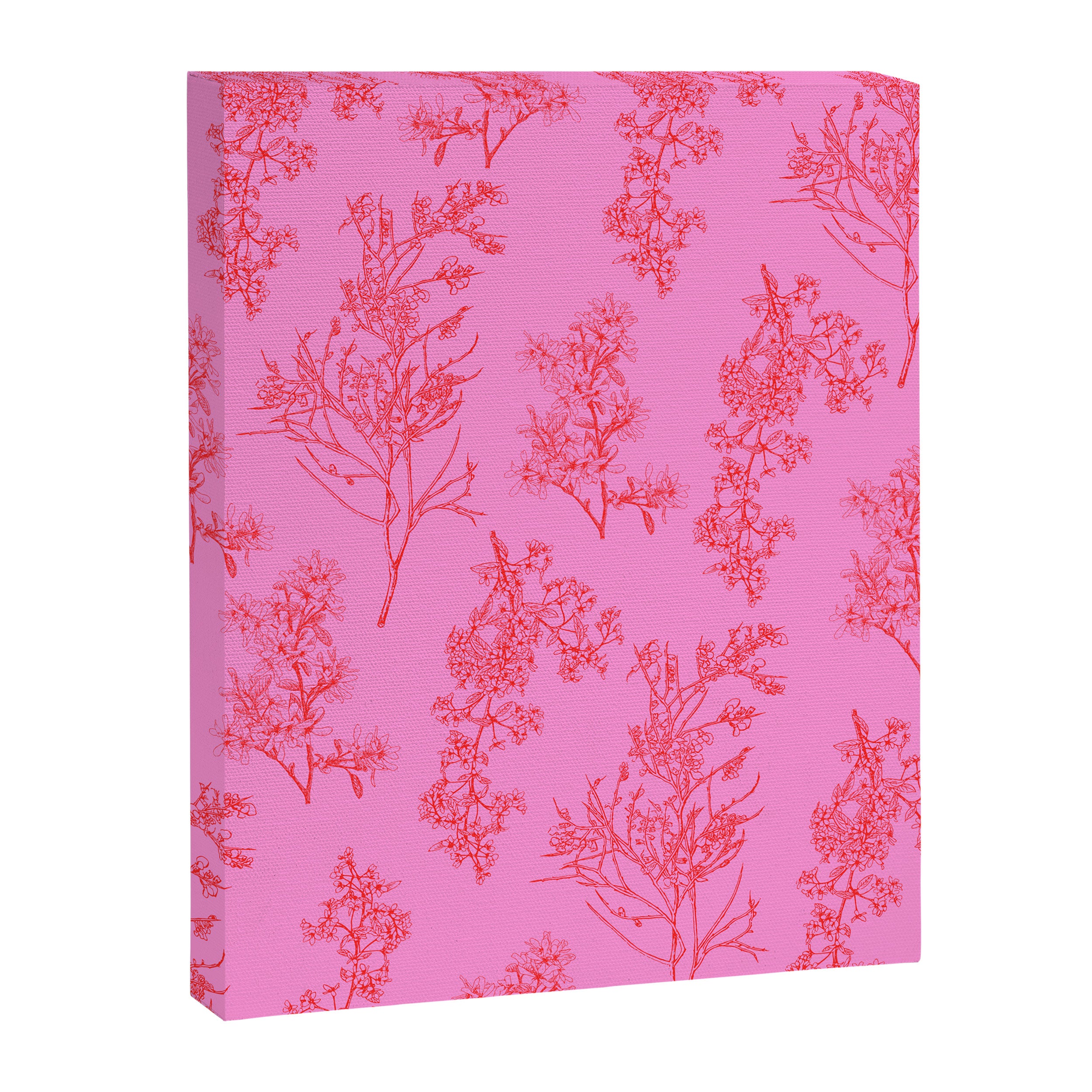 Preppy Pink and Red Botanical Cottage Floral Pattern Canvas Print Gallery Image 8