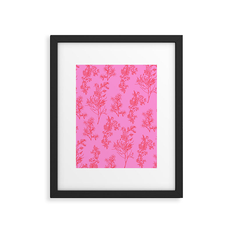 Preppy Pink and Red Botanical Cottage Floral Pattern Framed Art Print Gallery Image 6