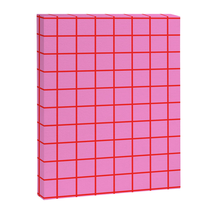 Preppy Pink and Red Grid Pattern Canvas Print Gallery Image 1