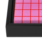 Preppy Pink and Red Grid Pattern Framed Canvas Print Gallery Image 3