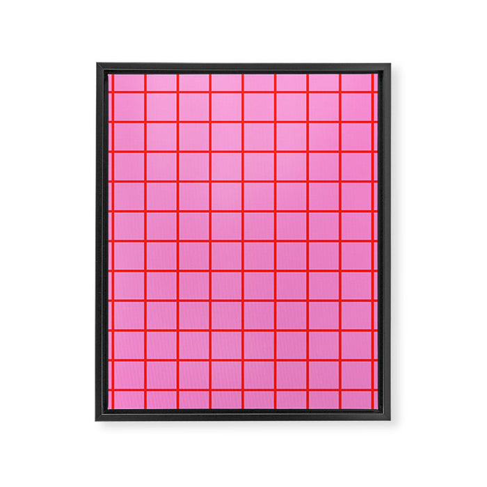 Preppy Pink and Red Grid Pattern Framed Canvas Print Gallery Image 1