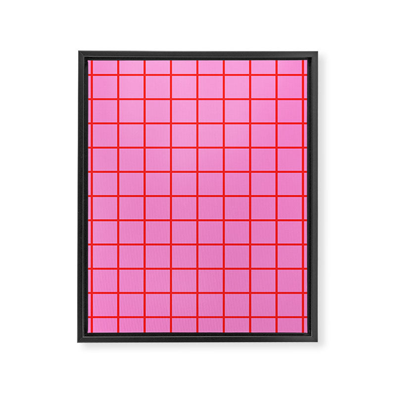 Preppy Pink and Red Grid Pattern Framed Canvas Print Gallery Image 8