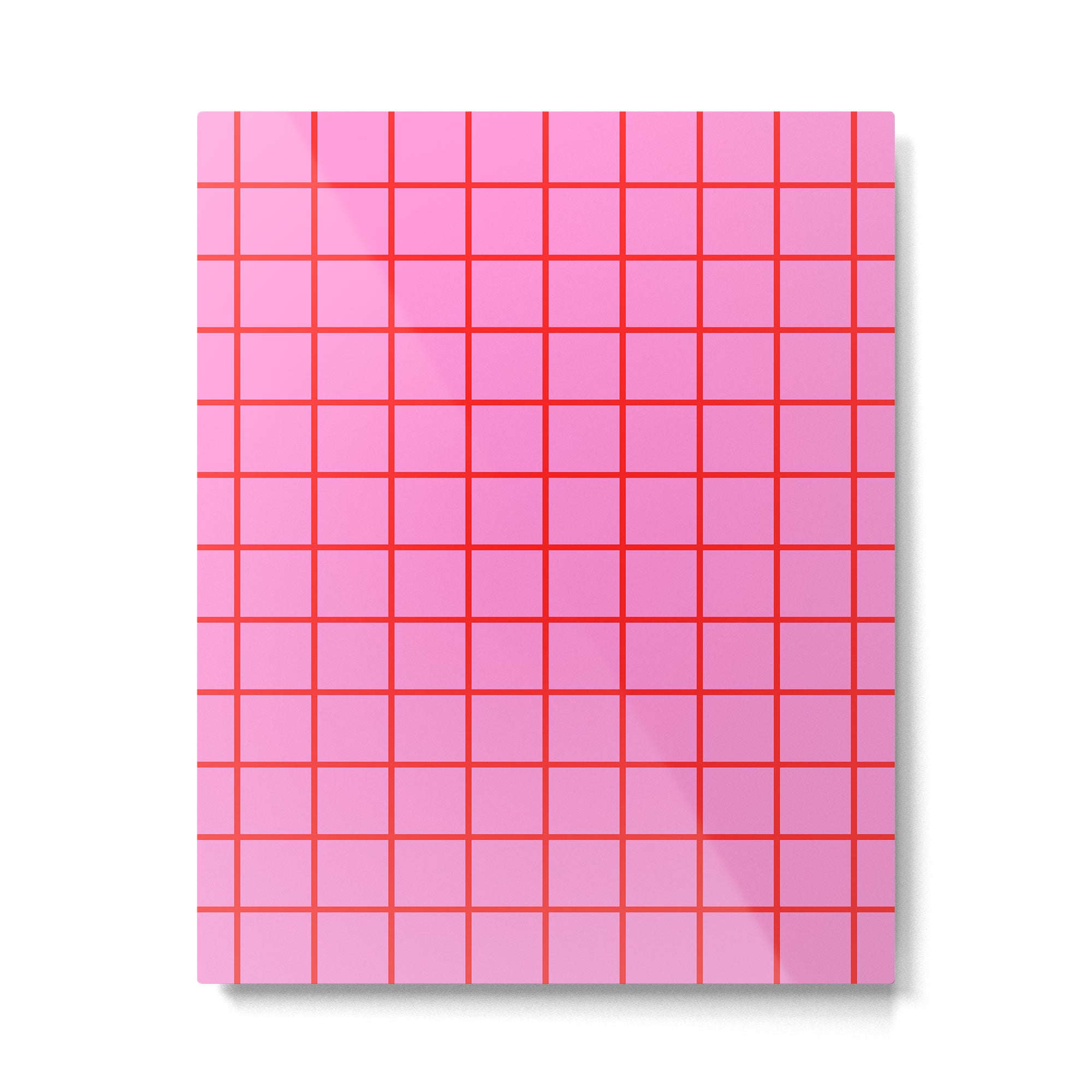 Preppy Pink and Red Grid Pattern Metal Print Gallery Image 6