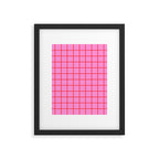 Preppy Pink and Red Grid Pattern Framed Art Print Gallery Image 6