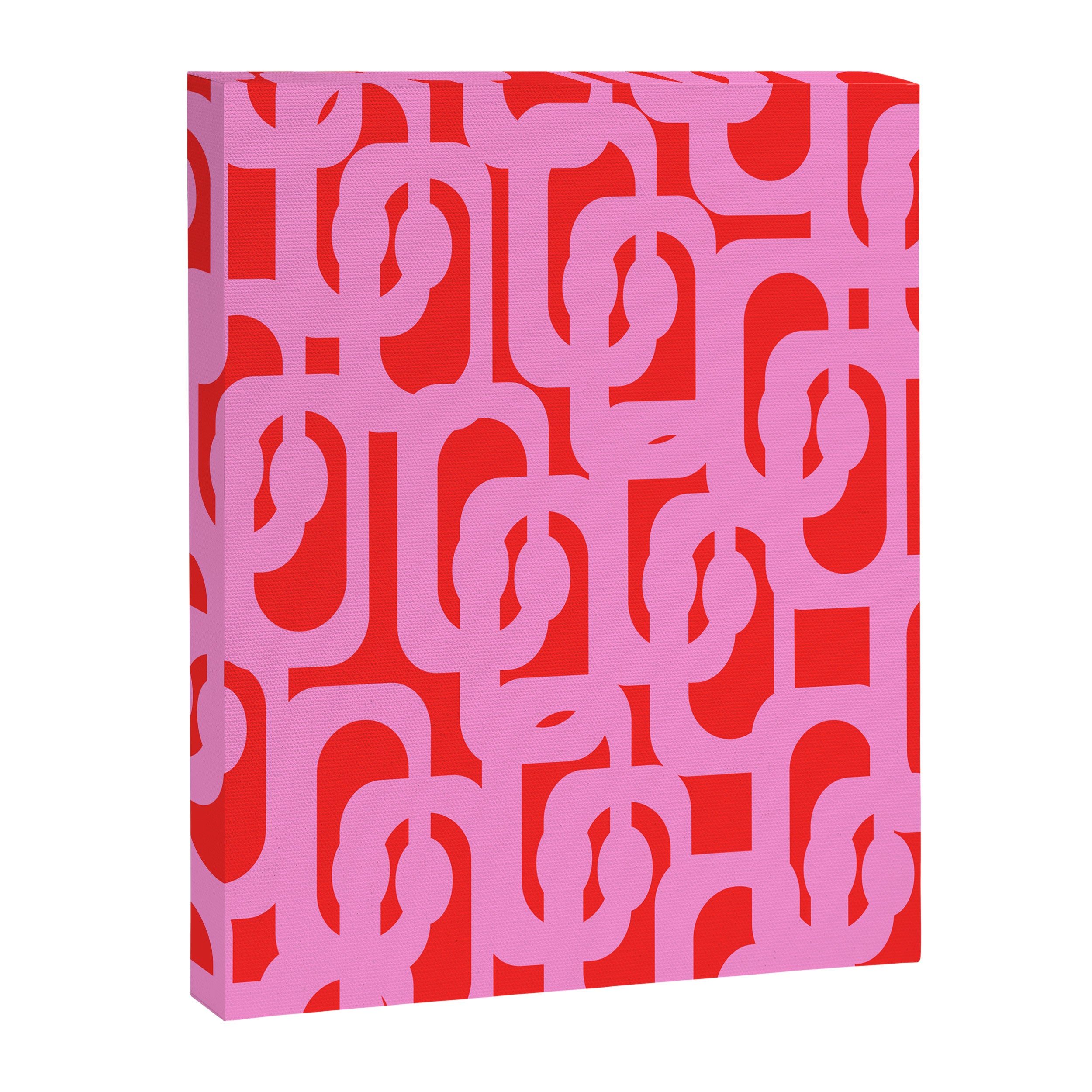 Preppy Pink and Red Mid Century Modern Loop Pattern Canvas Print Gallery Image 8