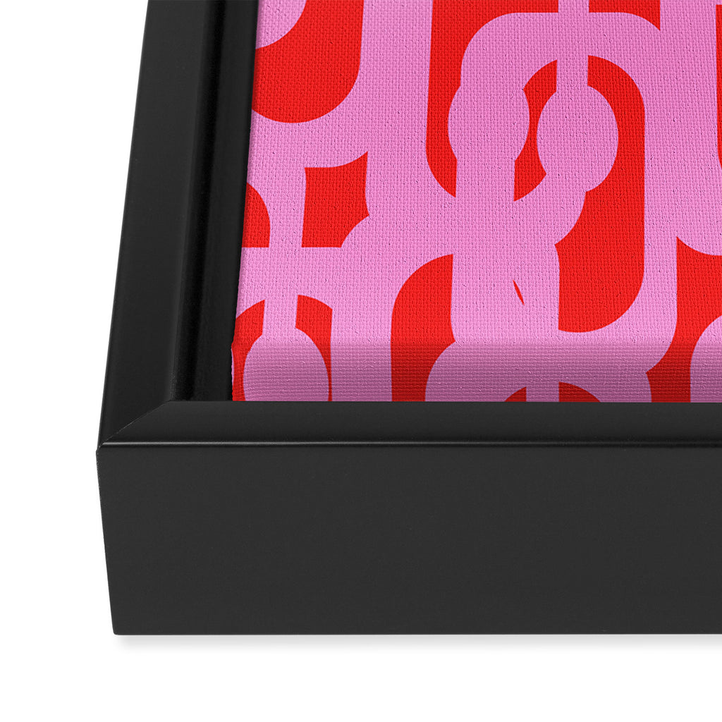 Preppy Pink and Red Mid Century Modern Loop Pattern Framed Canvas Print Gallery Image 3