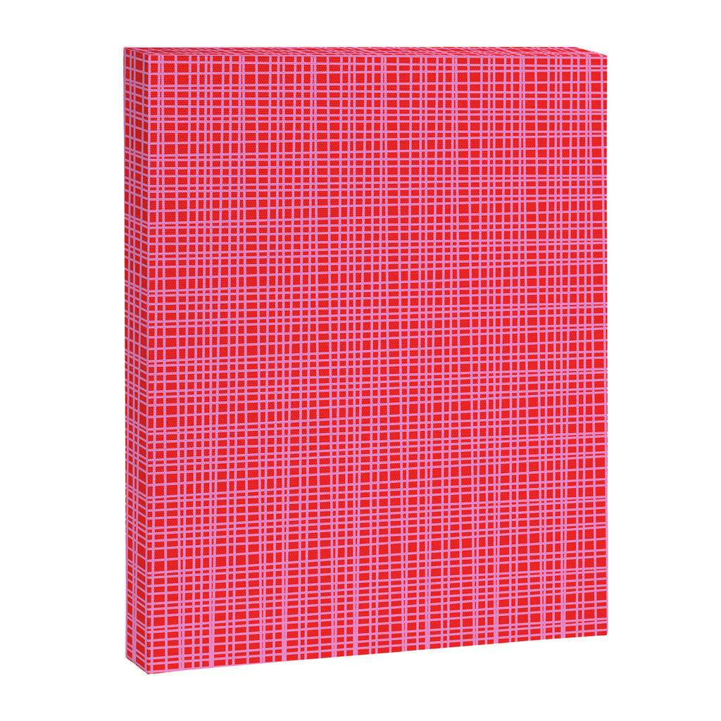 Preppy Pink and Red Minimalist Fine Weave Woven Pattern Canvas Print Gallery Image 8