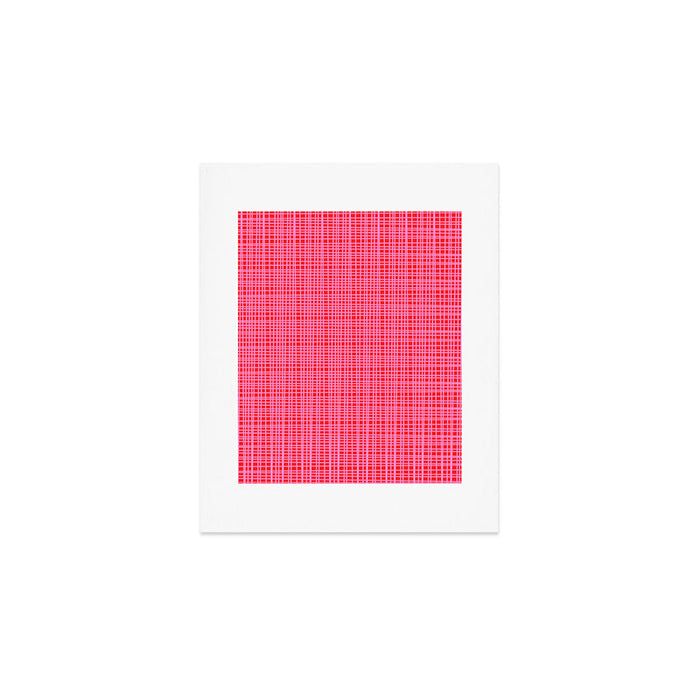 Preppy Pink and Red Minimalist Fine Weave Woven Pattern Art Print Gallery Image 1