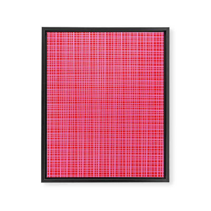 Preppy Pink and Red Minimalist Fine Weave Woven Pattern Framed Canvas Print Gallery Image 8