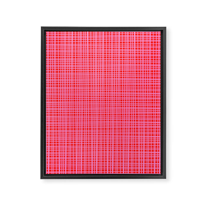 Preppy Pink and Red Minimalist Fine Weave Woven Pattern Framed Canvas Print Gallery Image 1