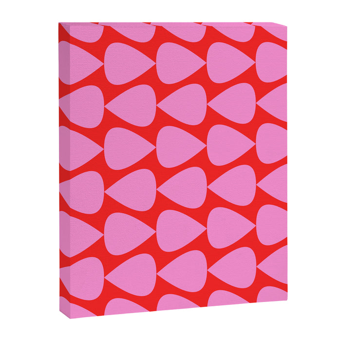 Preppy Pink and Red Plectrum Geo Pattern Canvas Print Gallery Image 1