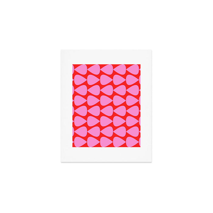 Preppy Pink and Red Plectrum Geo Pattern Art Print Gallery Image 1