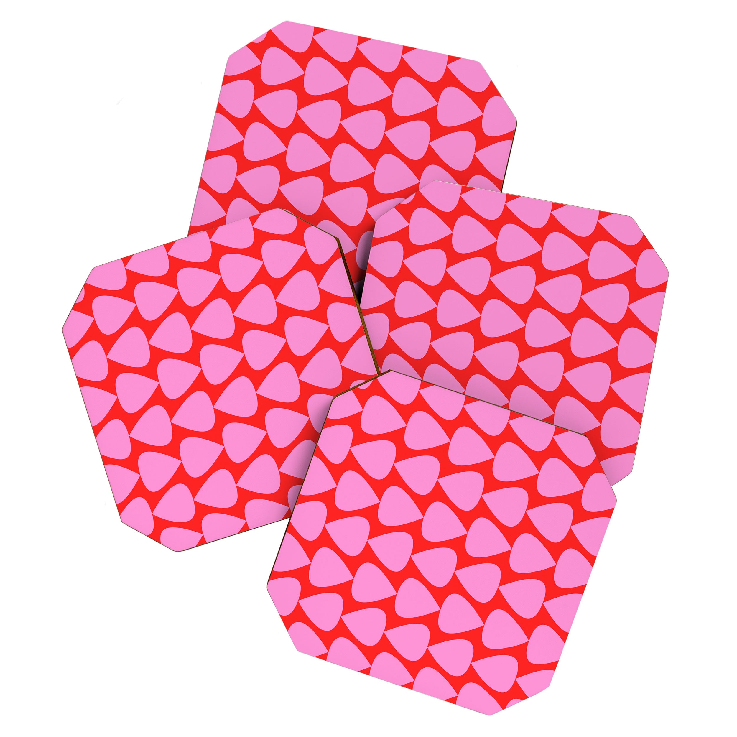 Preppy Pink and Red Plectrum Geo Pattern Coaster Gallery Image 1