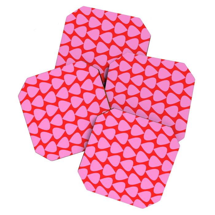 Preppy Pink and Red Plectrum Geo Pattern Coaster Gallery Image 1