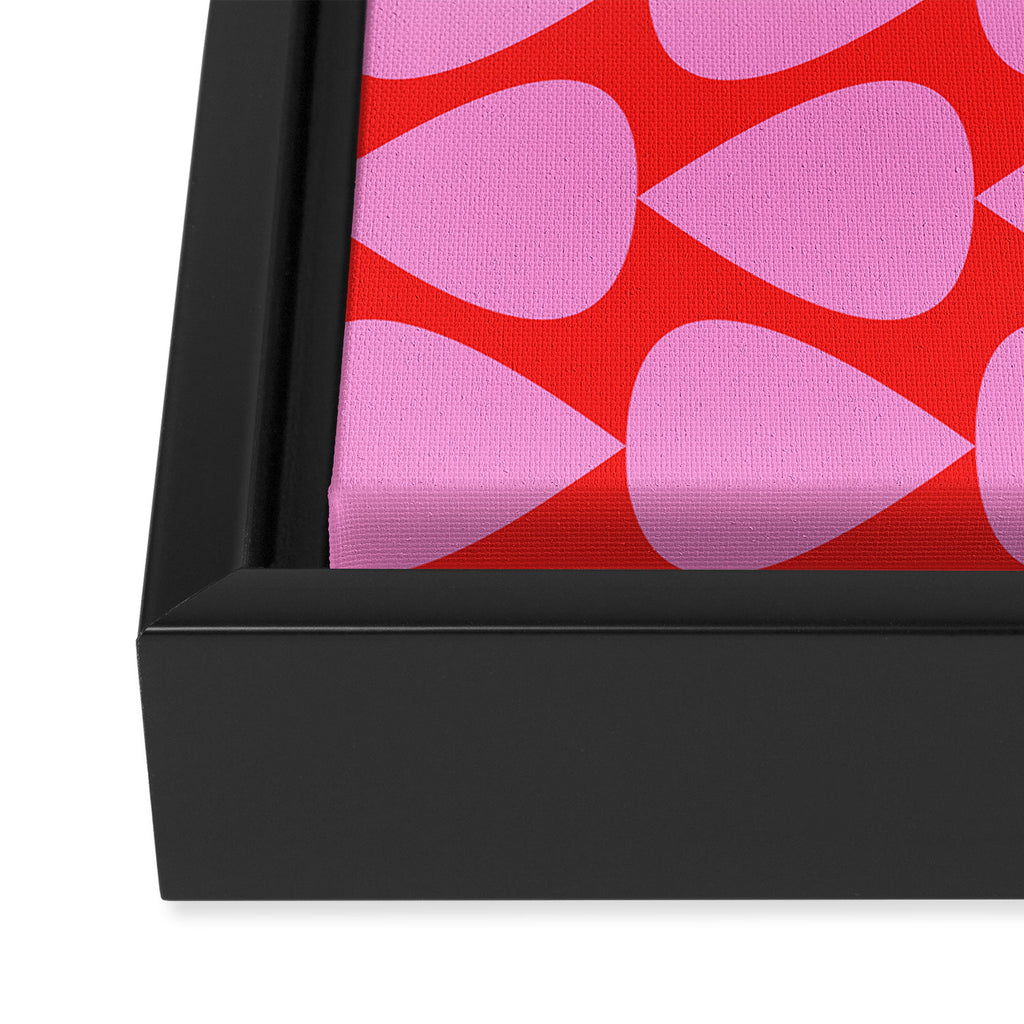 Preppy Pink and Red Plectrum Geo Pattern Framed Canvas Print Gallery Image 3