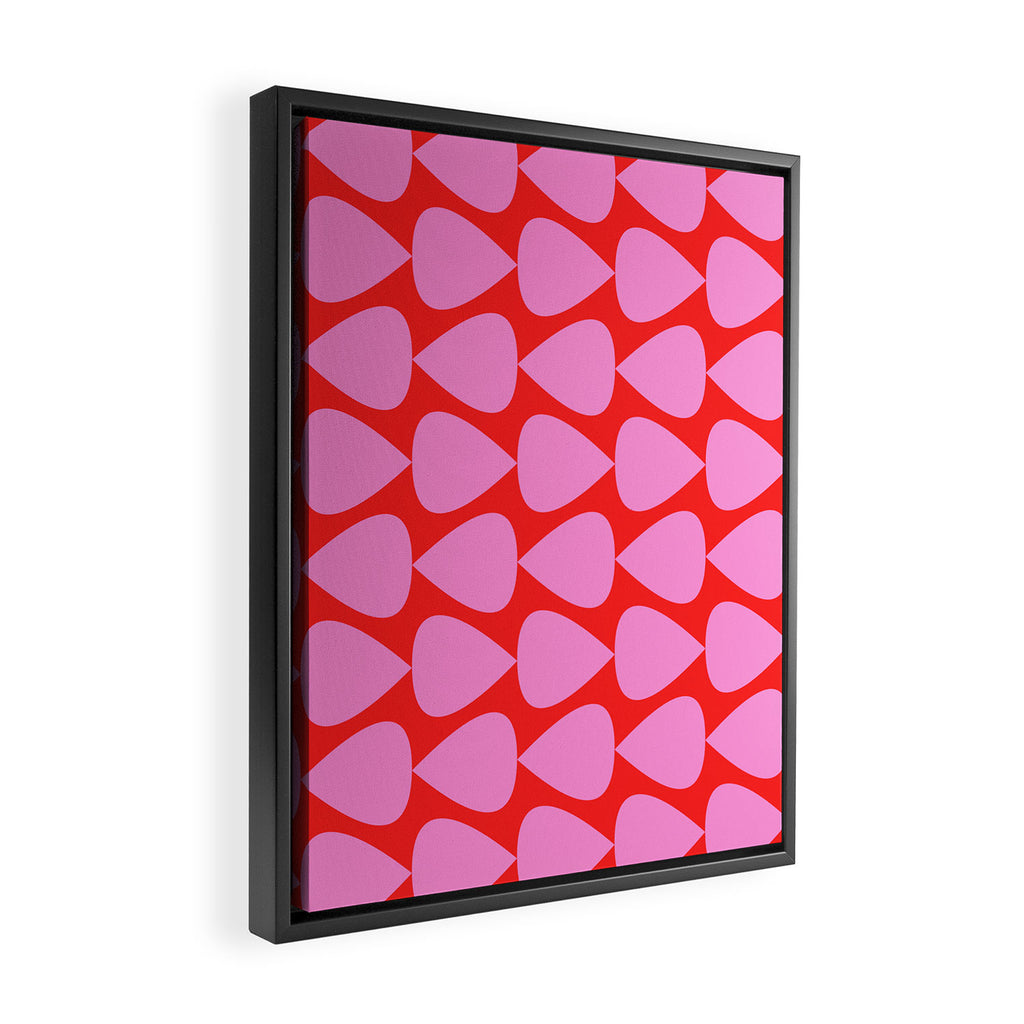Preppy Pink and Red Plectrum Geo Pattern Framed Canvas Print Gallery Image 2