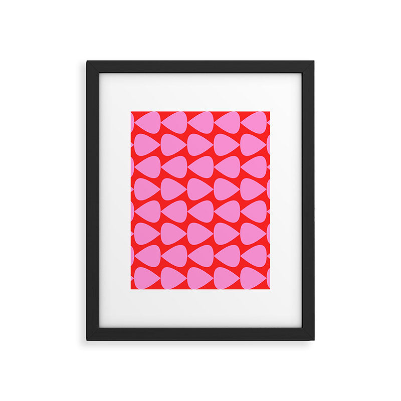 Preppy Pink and Red Plectrum Geo Pattern Framed Art Print Gallery Image 6