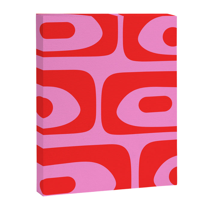 Preppy Pink and Red Retro Abstract Piquet Pattern Canvas Print Gallery Image 1