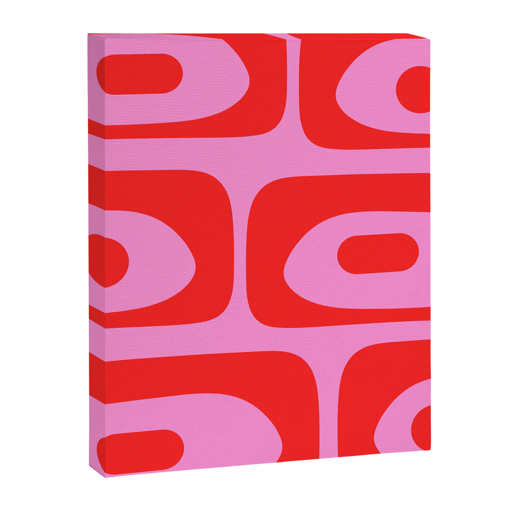 Preppy Pink and Red Retro Abstract Piquet Pattern Canvas Print Gallery Image 8