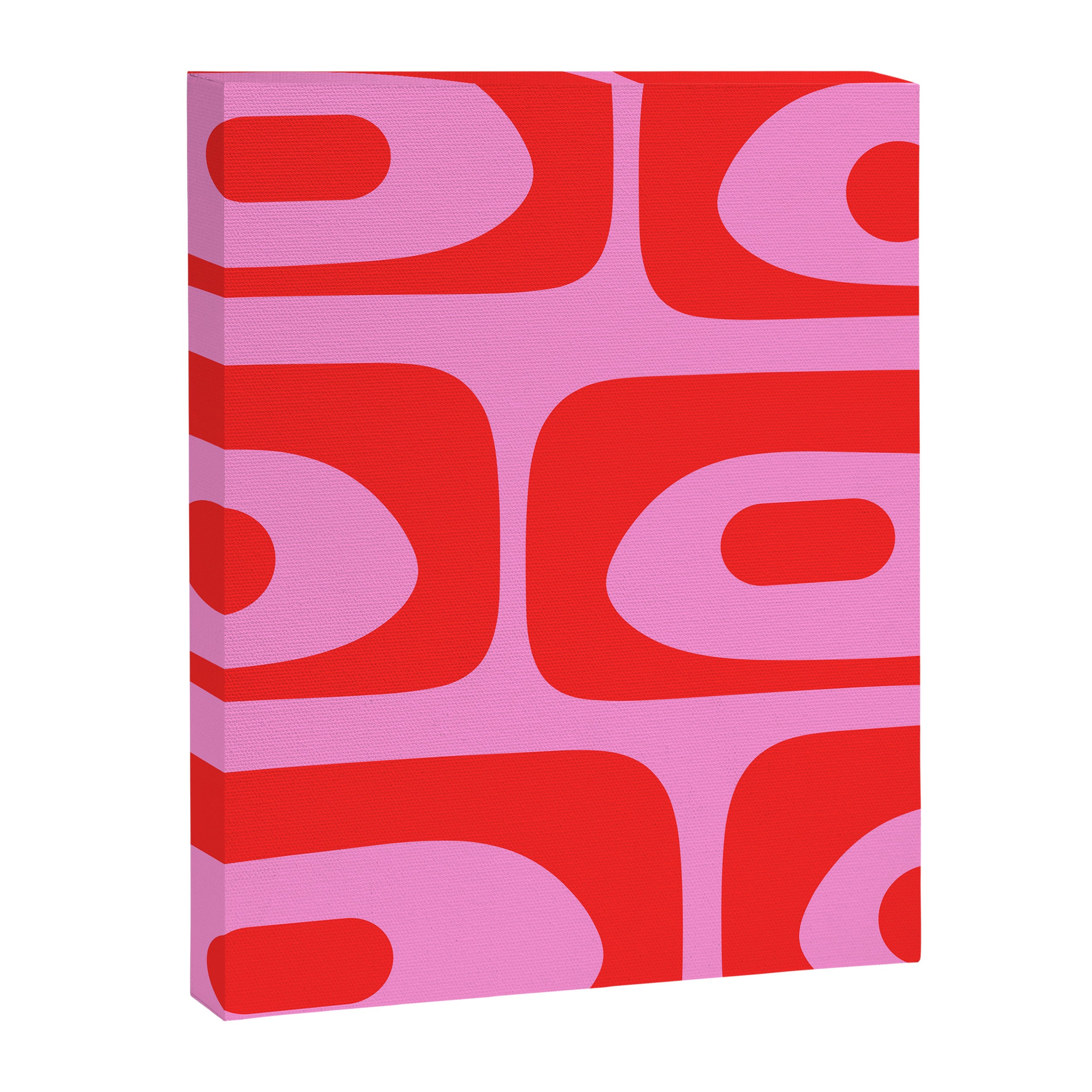 Preppy Pink and Red Retro Abstract Piquet Pattern Canvas Print Gallery Image 8