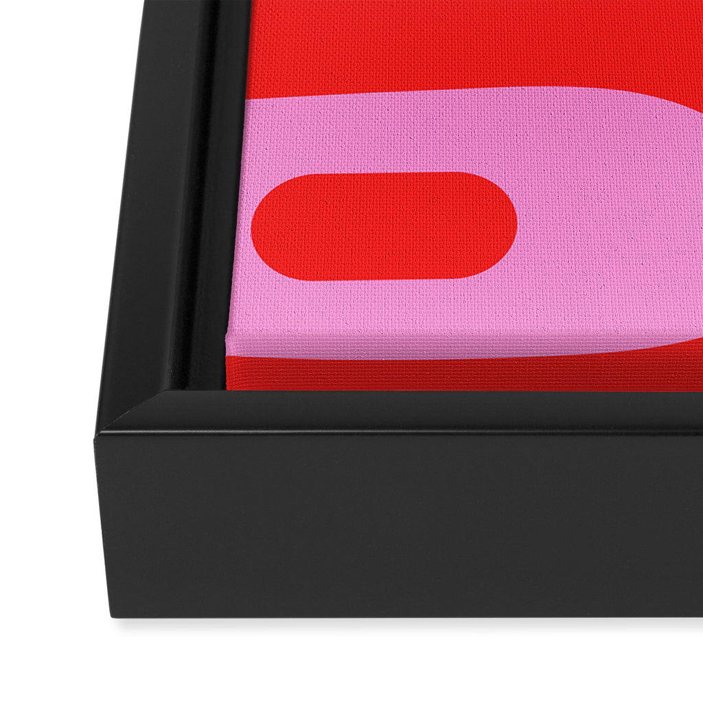 Preppy Pink and Red Retro Abstract Piquet Pattern Framed Canvas Print Gallery Image 3