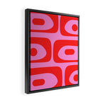 Preppy Pink and Red Retro Abstract Piquet Pattern Framed Canvas Print Gallery Image 2