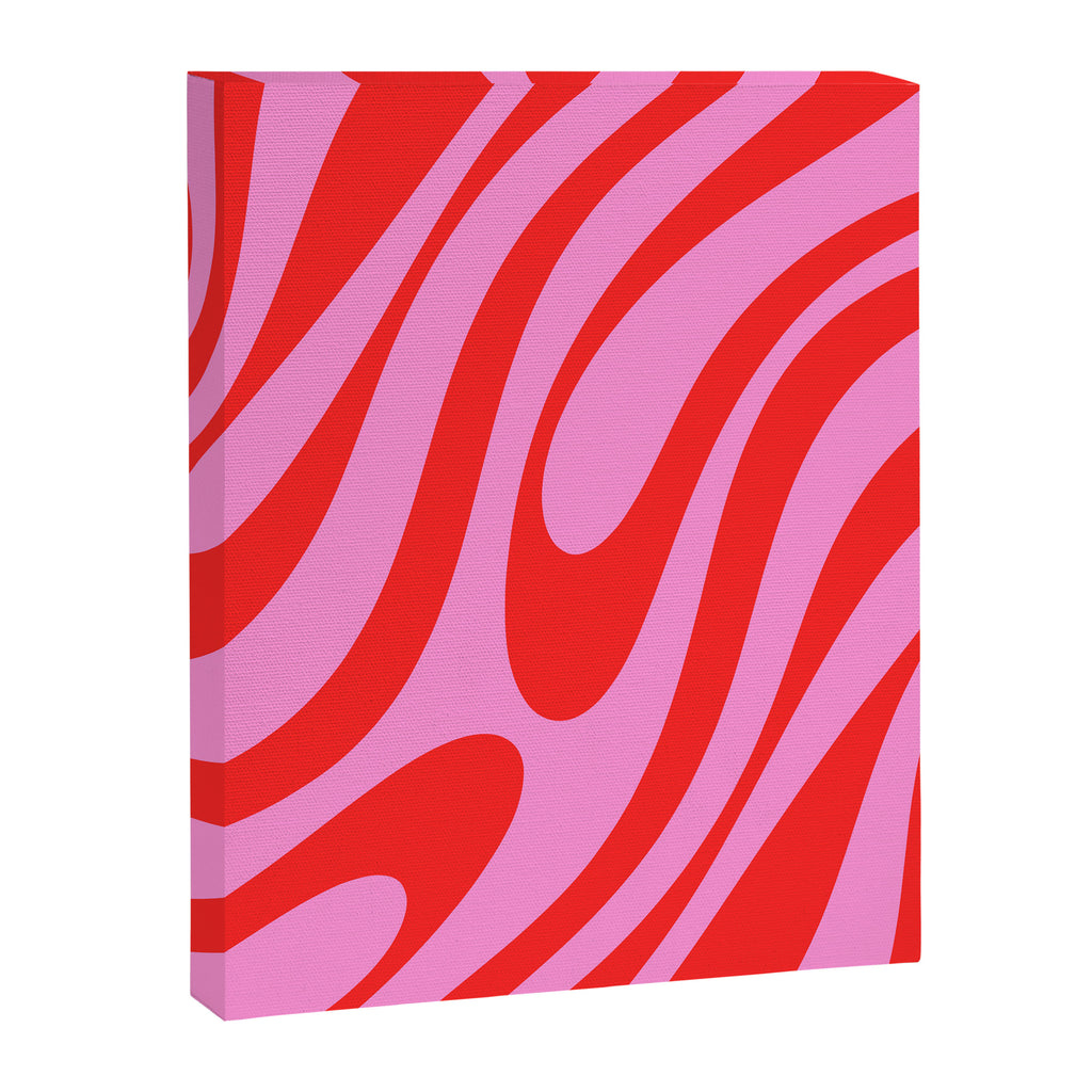 Preppy Pink and Red Retro Abstract Wavy Loops Pop Pattern Canvas Print Gallery Image 8