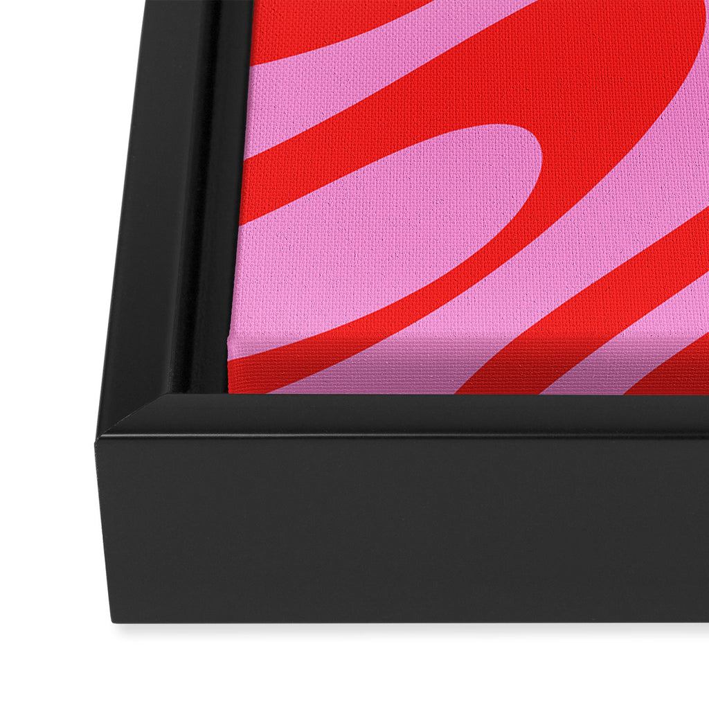 Preppy Pink and Red Retro Abstract Wavy Loops Pop Pattern Framed Canvas Print Gallery Image 3