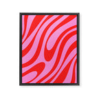 Preppy Pink and Red Retro Abstract Wavy Loops Pop Pattern Framed Canvas Print Gallery Image 8