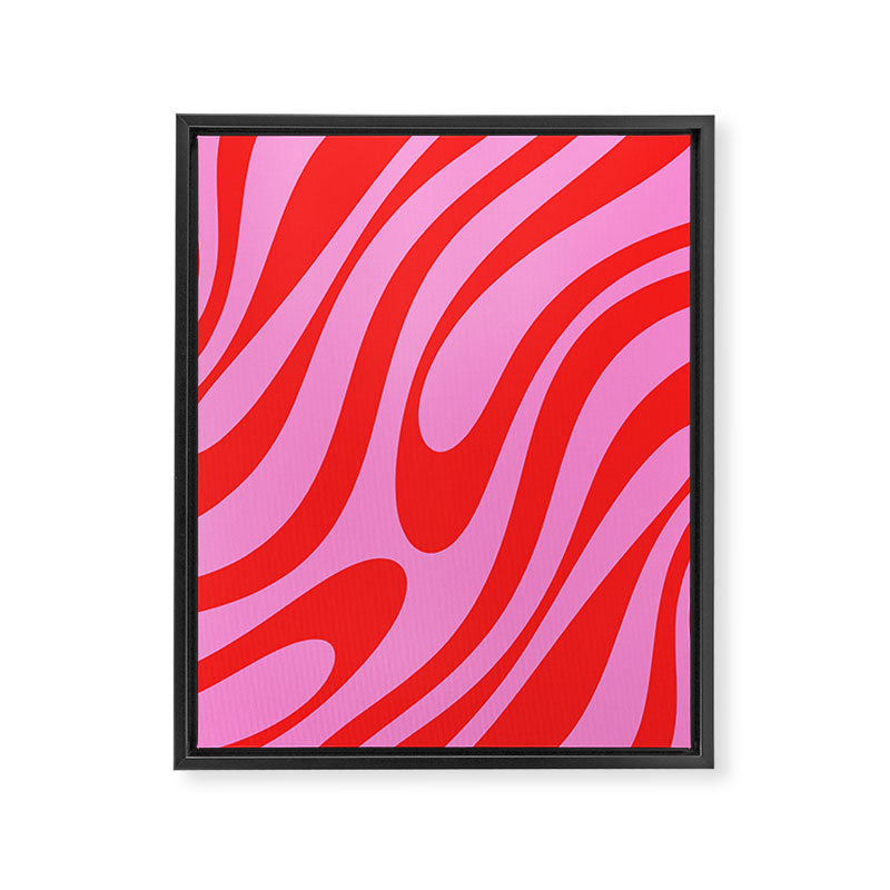 Preppy Pink and Red Retro Abstract Wavy Loops Pop Pattern Framed Canvas Print Gallery Image 8