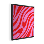 Preppy Pink and Red Retro Abstract Wavy Loops Pop Pattern Framed Canvas Print Gallery Image 2