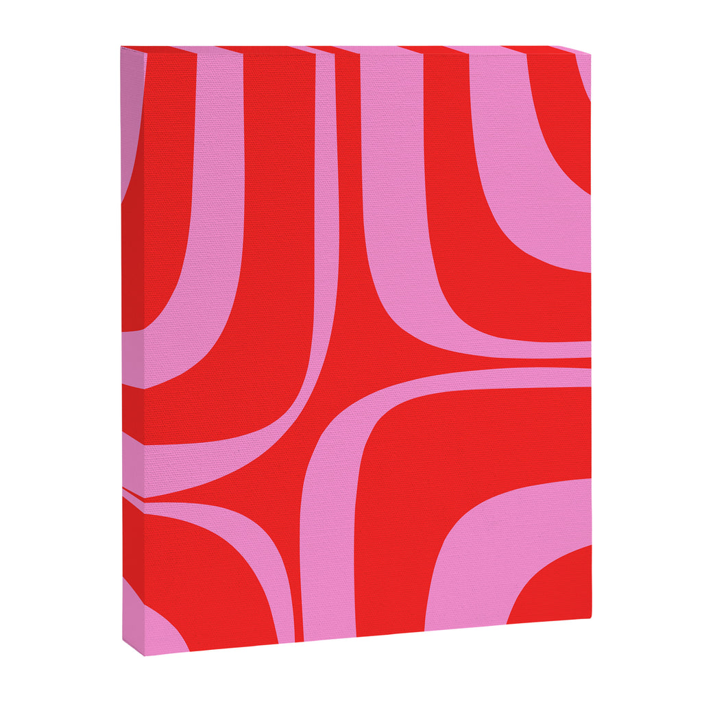 Preppy Pink and Red Retro Groove Abstract Pattern Canvas Print Gallery Image 6