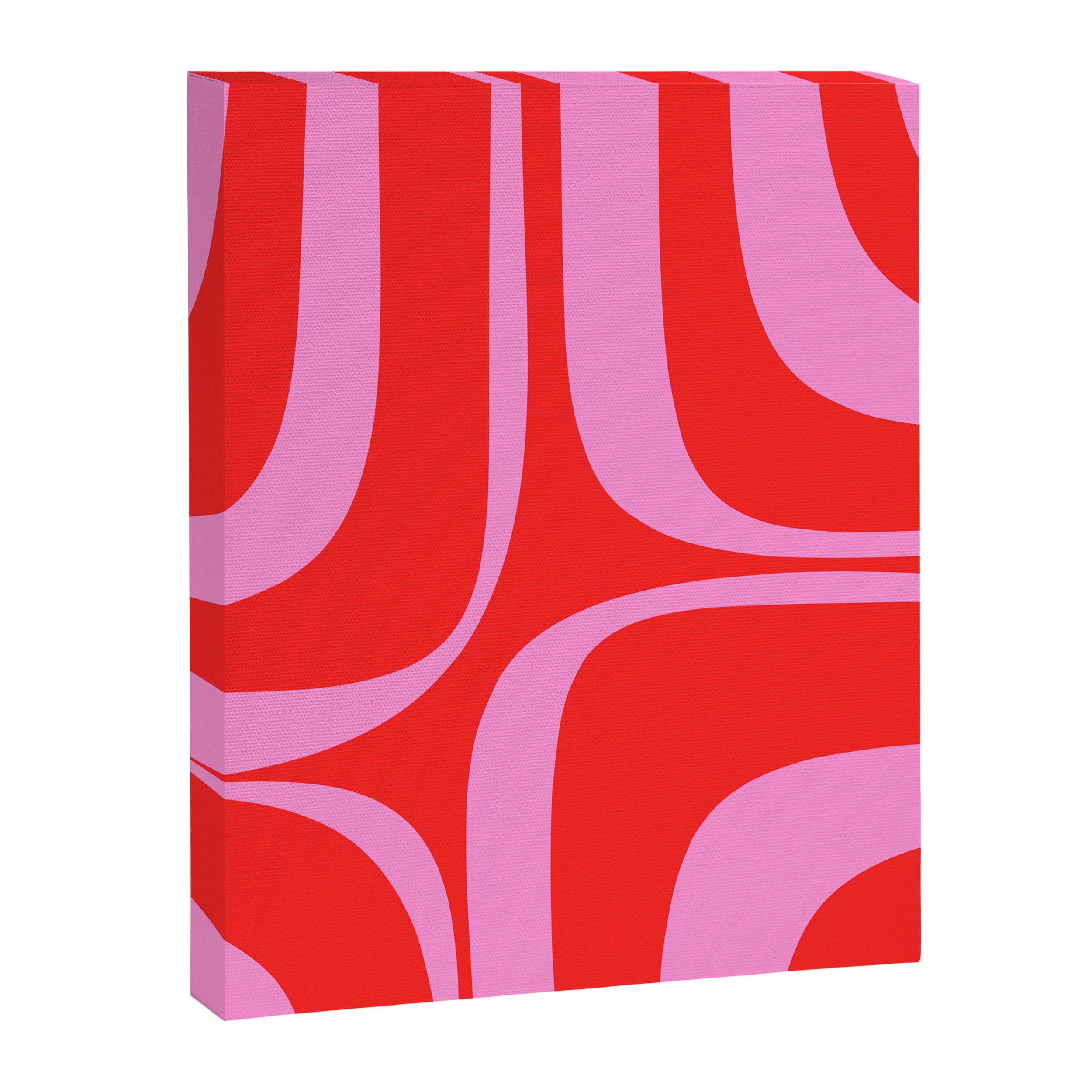 Preppy Pink and Red Retro Groove Abstract Pattern Canvas Print Gallery Image 6