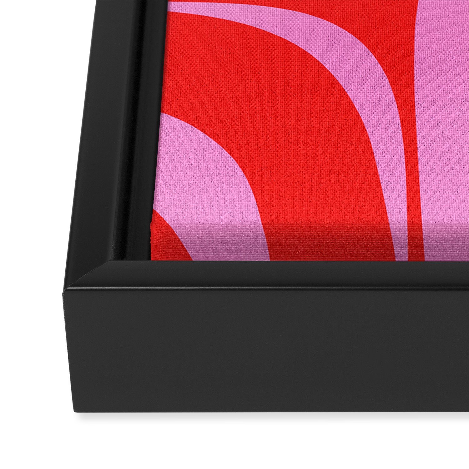 Preppy Pink and Red Retro Groove Abstract Pattern Framed Canvas Print Gallery Image 3