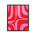 Preppy Pink and Red Retro Groove Abstract Pattern Framed Canvas Print Gallery Image 6