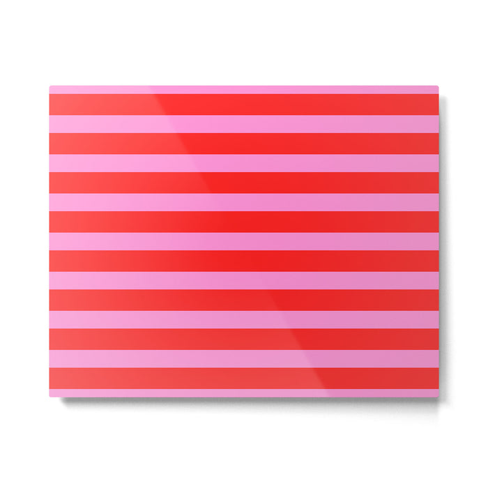 Preppy Pink and Red Stripes Pattern Metal Print Gallery Image 1