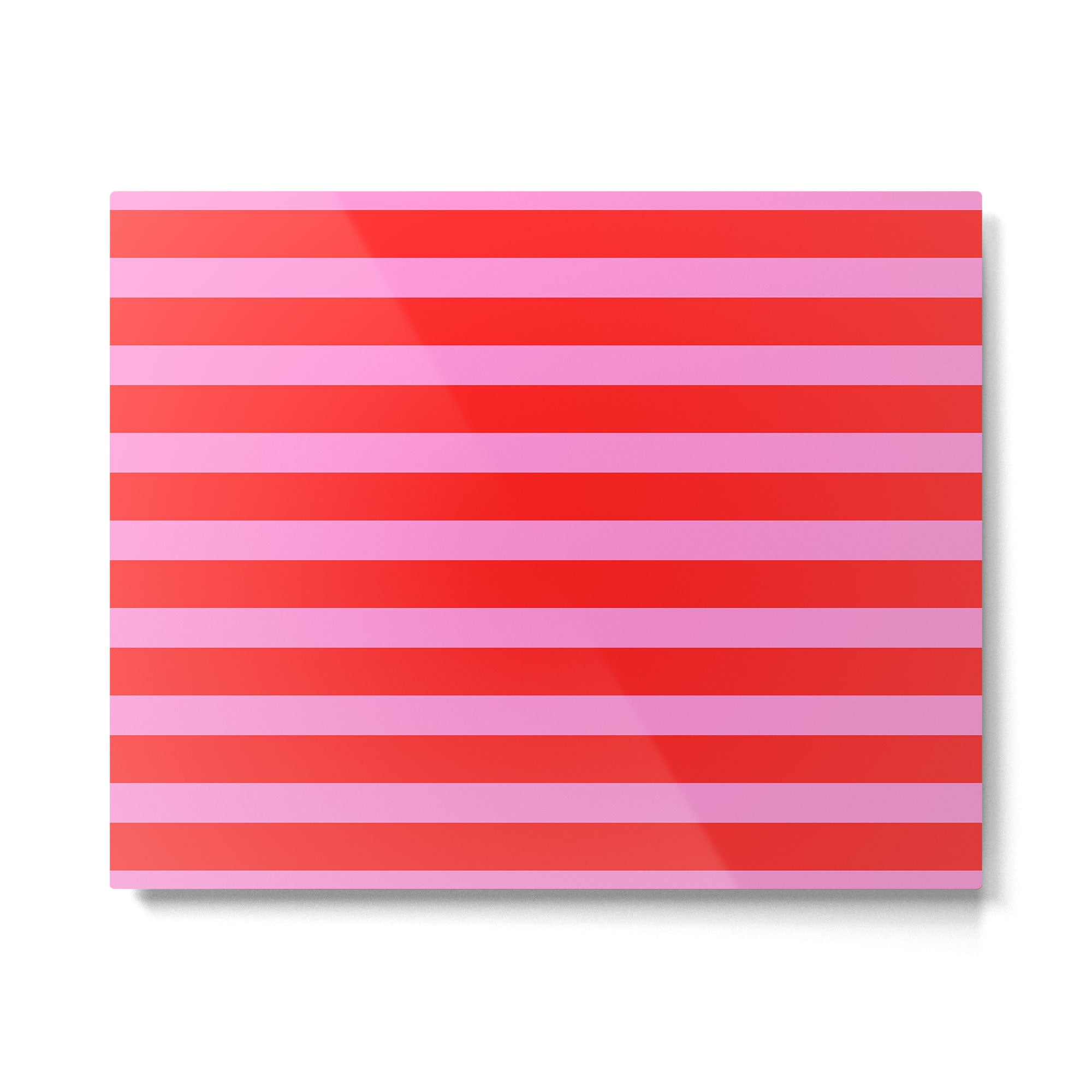 Preppy Pink and Red Stripes Pattern Metal Print Gallery Image 4