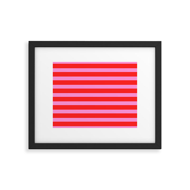 Preppy Pink and Red Stripes Pattern Framed Art Print Gallery Image 5
