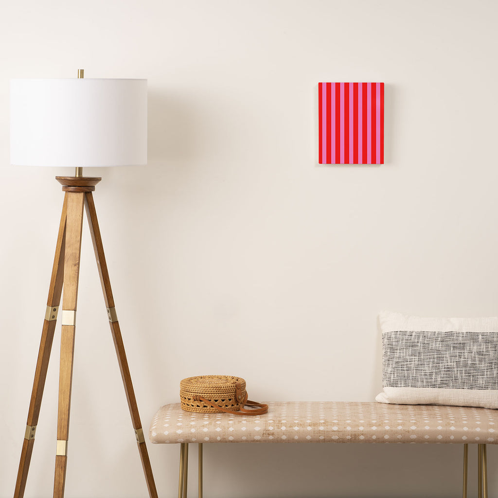 Preppy Pink and Red Vertical Stripes Pattern  Canvas Print Gallery Image 2
