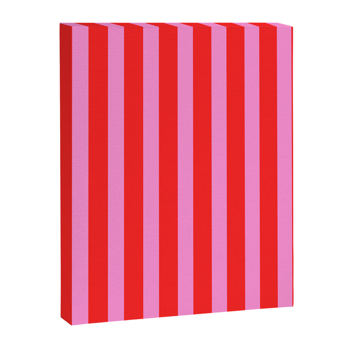 Preppy Pink and Red Vertical Stripes Pattern  Canvas Print Gallery Image 1