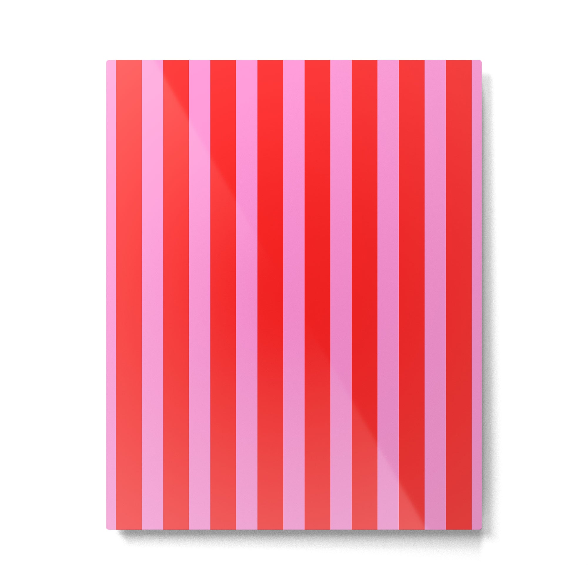 Preppy Pink and Red Vertical Stripes Pattern  Metal Print Gallery Image 4