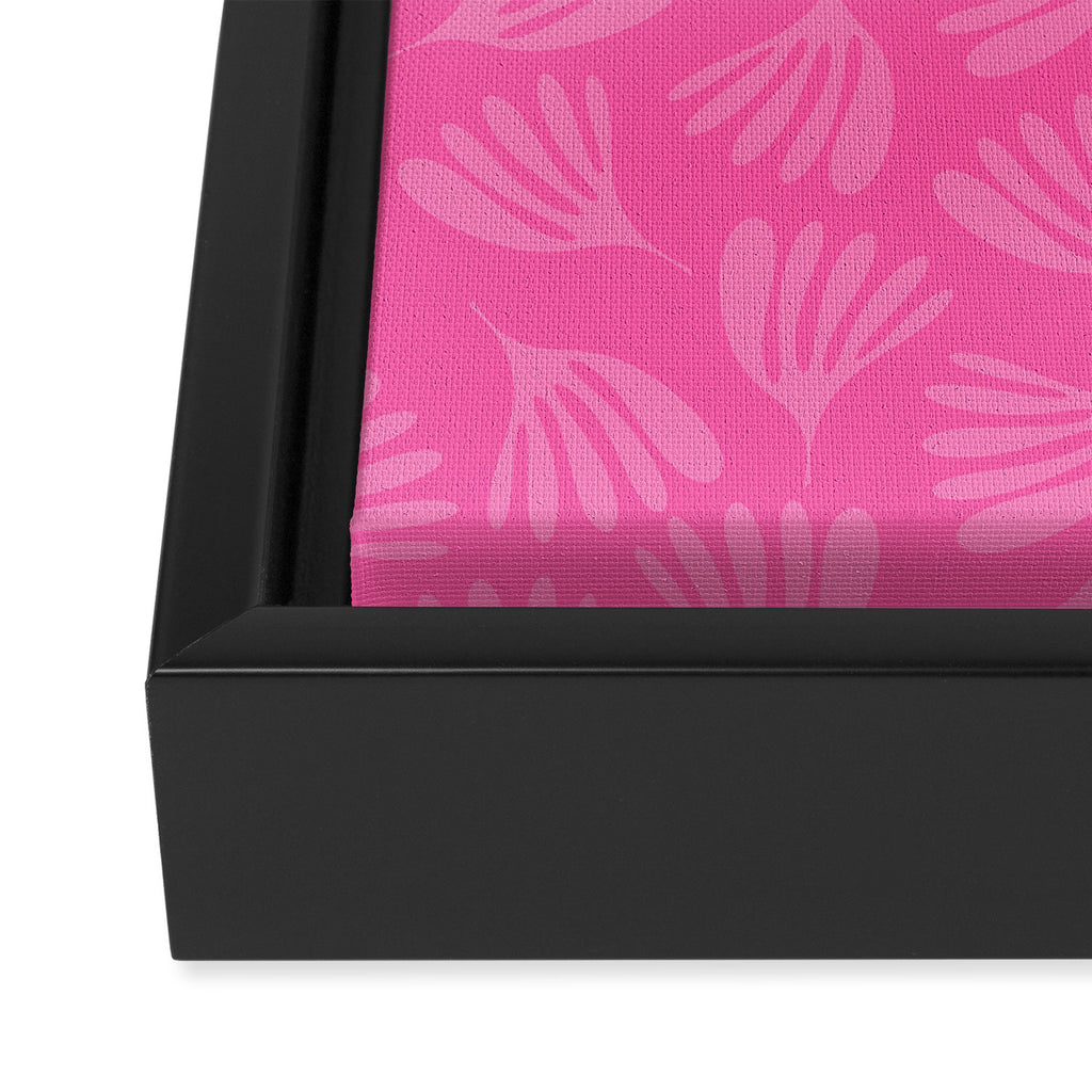 Preppy Pink Wispy Leaves Contemporary Abstract Pattern Framed Canvas Print Gallery Image 3
