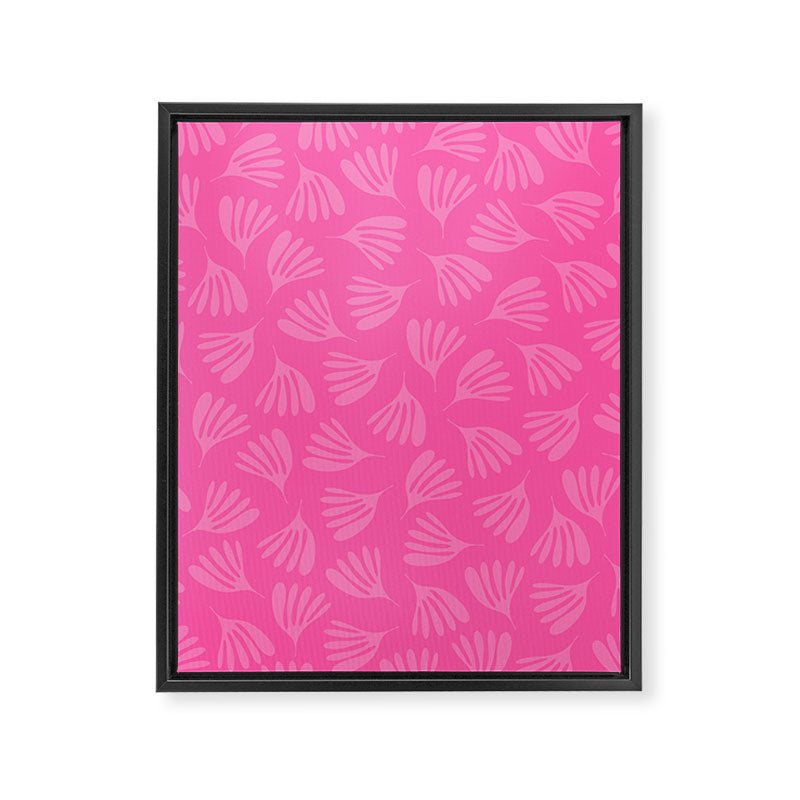 Preppy Pink Wispy Leaves Contemporary Abstract Pattern Framed Canvas Print Gallery Image 6