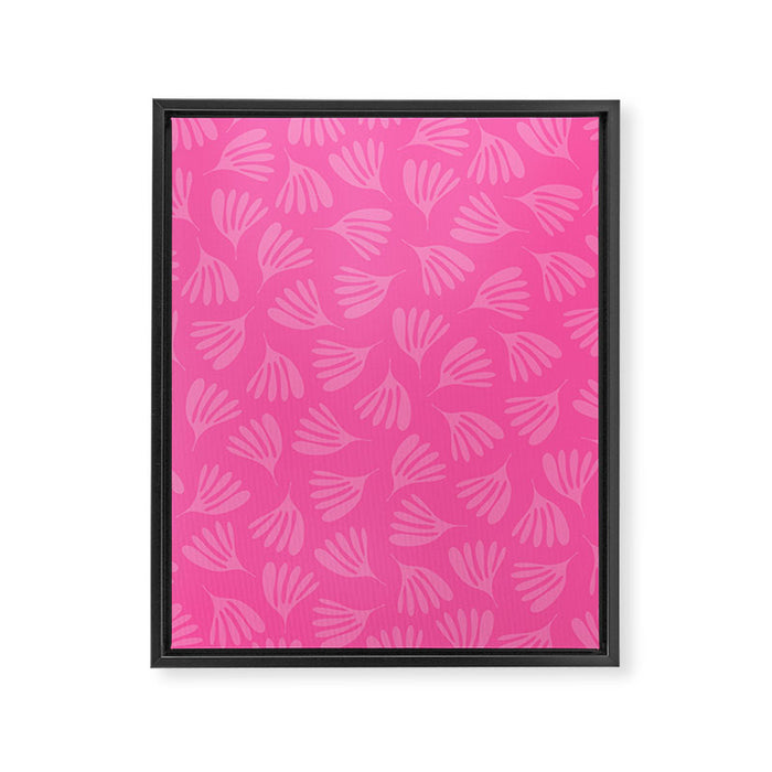 Preppy Pink Wispy Leaves Contemporary Abstract Pattern Framed Canvas Print Gallery Image 1