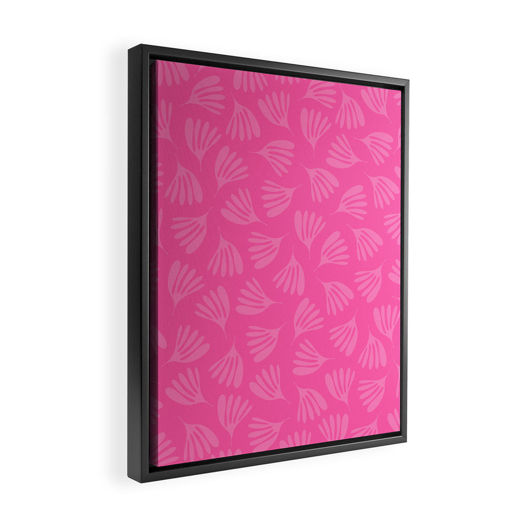 Preppy Pink Wispy Leaves Contemporary Abstract Pattern Framed Canvas Print Gallery Image 2